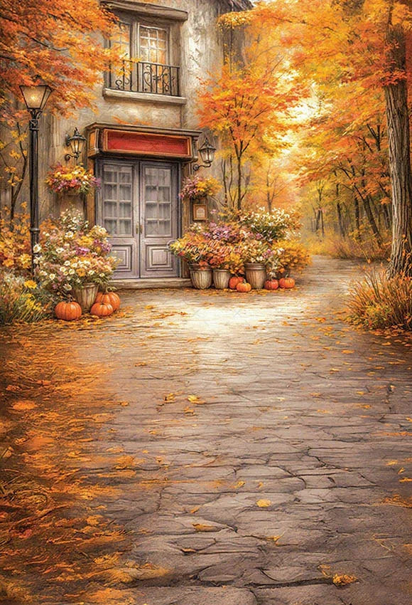 Mehofond Autumn Rustic Barn Photography Backdrop – Pumpkin Harvest Maple Leaf Background for Kids’ Birthday, Portraits, Photo Studio & Party Decor