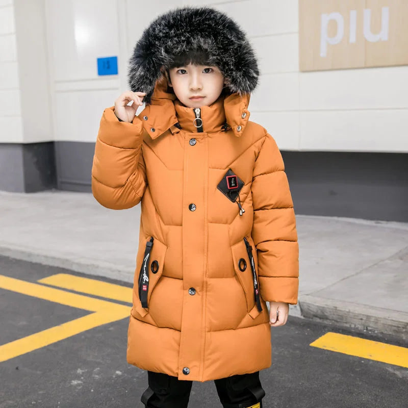 2026 Kids Winter Jacket, Thick Cotton-Padded Hooded Coat for Toddler Boys and Teens, Warm Down-Style Parka for Children