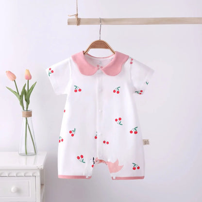 Grenouillère Bébé 100% Coton Manches Courtes Body Nouveau-né Combinaison d'Été pour Nourrissons