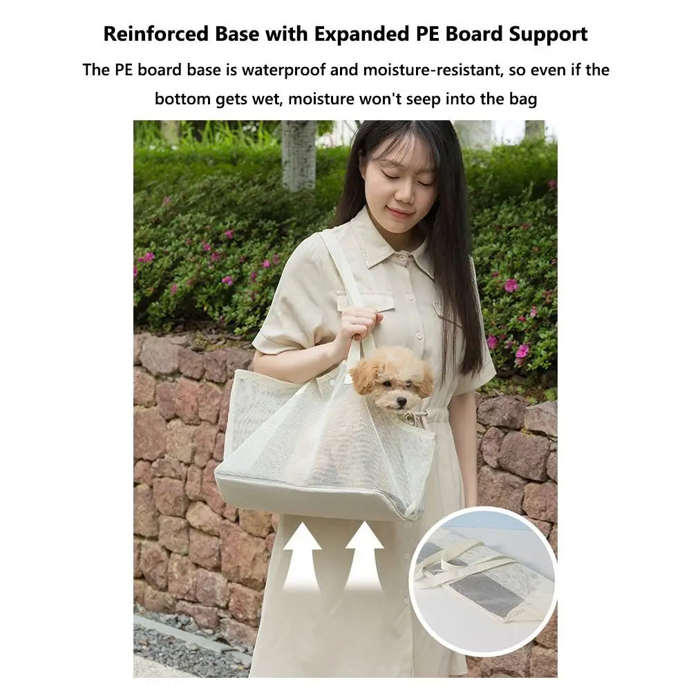 Portable Mesh Pet Carrier Bag Breathable Foldable Shoulder Crossbody Tote for Cats & Small Dogs Summer Travel