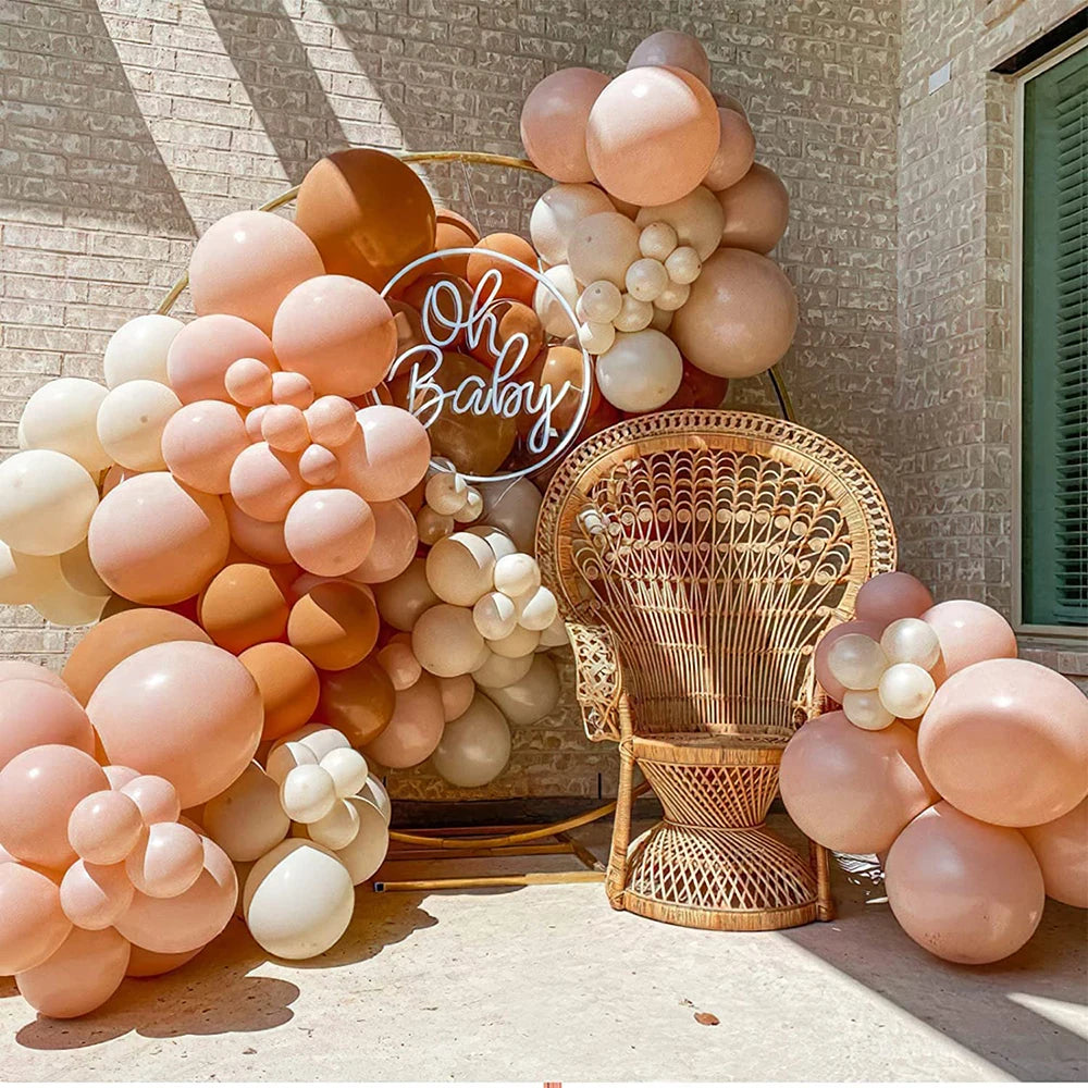 Retro Latex Balloons – 5/10/12/18 Inch White, Sand, Pink, Coffee & Sage Green Balloons for Birthday, Baby Shower & Wedding Decor