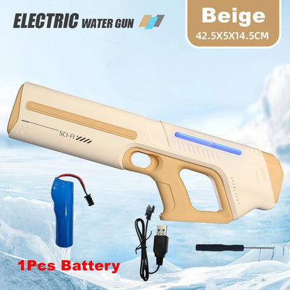 Pistolet à Eau Électrique pour Adultes – Puissant Lanceur d'Eau Automatique avec Grand Réservoir d'Eau pour Piscine d'Été, Plage et Jeux Aquatiques Extérieurs