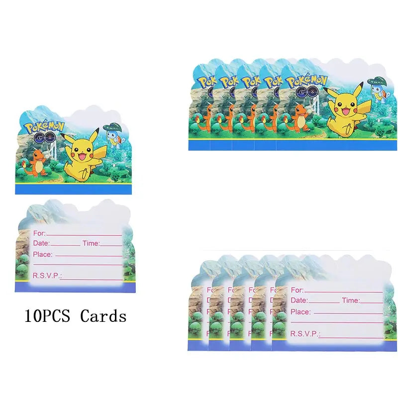 Pokémon Theme Birthday Party Decorations – Cartoon Pokémon Go Tableware Set (Cups, Plates & Pikachu Balloons) for Baby Shower & Party Favors