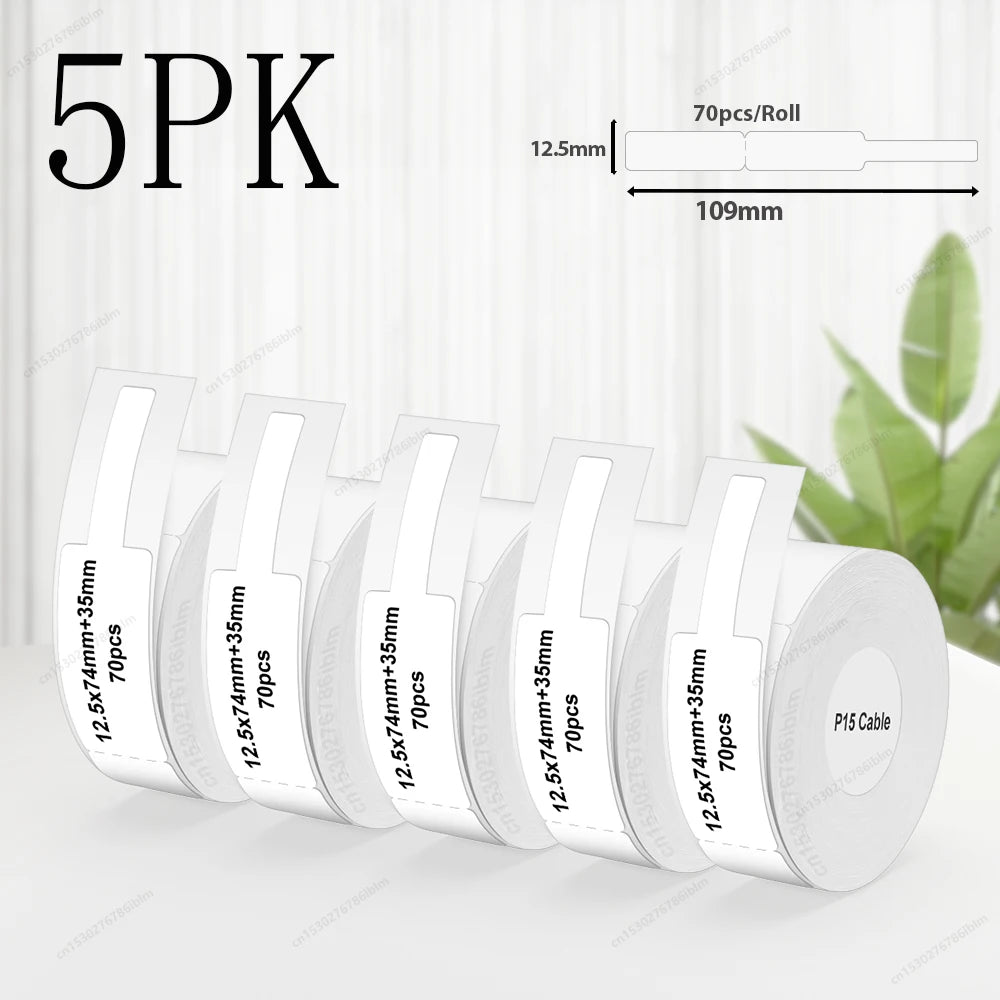 3/5/10PK P15 Thermal Label Paper Stickers – 12x40mm & 15x30mm Self-Adhesive Labels Compatible with Phomemo D30, Q30, Marklife P15/P12 & DELI Q2 Printers