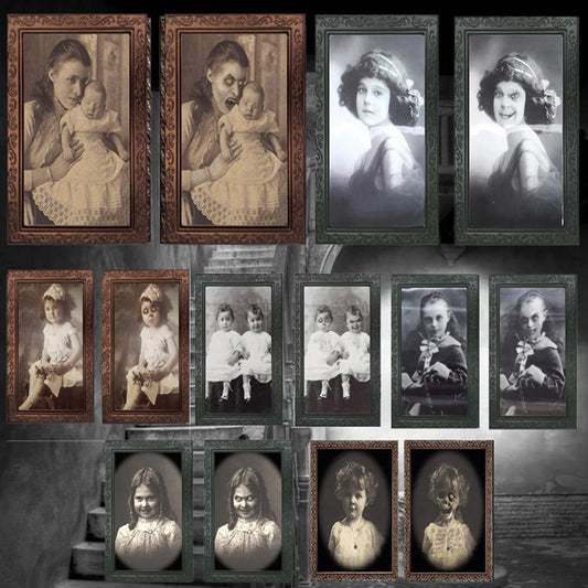38×25CM Halloween 3D Ghost Face Photo Frame – Changeable Horror Portrait Picture Decor for Halloween Parties, Horror Bars & Haunted Houses