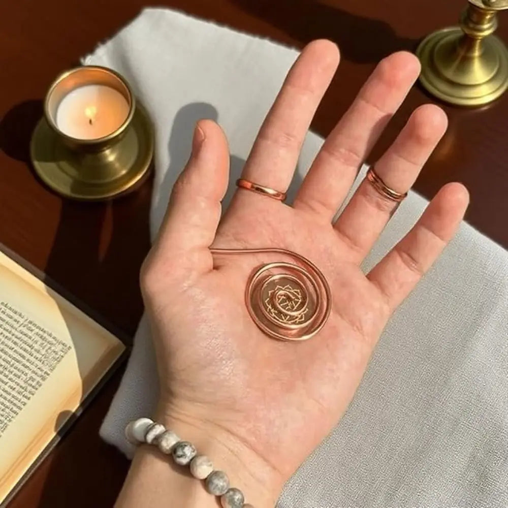 Adjustable Copper Palm Ring – Handmade Spiral Finger Cuff Ring for Meditation, Energy Healing & Boho Fashion Jewelry Accessory