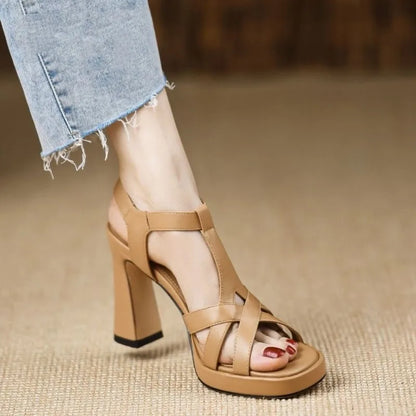 Sandales compensées à talons hauts en peau de mouton pour femme – Talons ultra hauts de luxe, chaussures habillées élégantes pour les fêtes et les soirées