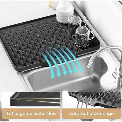 Silicone Kitchen Sink Drain Mat – Anti-Slip Heat-Resistant Countertop Drying Pad for Dishes & Tableware