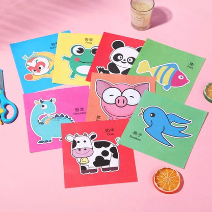 48-Piece Handmade Paper Cut Craft Book – DIY Cartoon Scrapbooking & Paper Art Kit for Kids