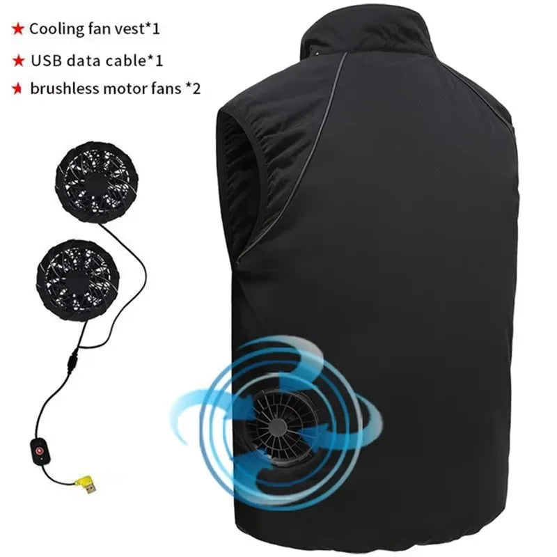 Men's USB Cooling Vest – Rechargeable Fan Jacket for Outdoor Work, Sports, Hiking & Summer Heat Protection