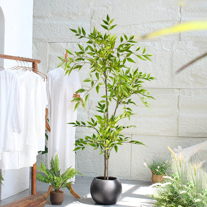 75-140cm Artificial Nandina Plant – Realistic Faux Tropical Palm Bamboo Leaves for Home, Garden, Office, Balcony & Indoor Outdoor Décor