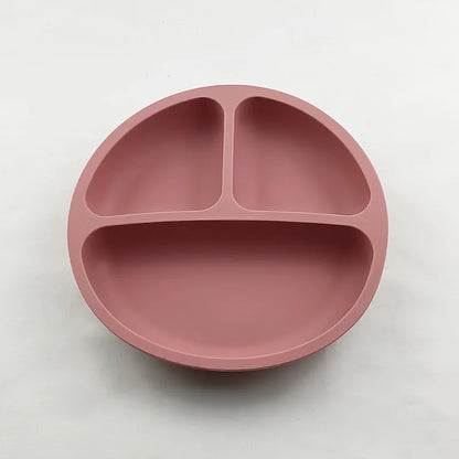 Assiette à ventouse en silicone pour bébé – Assiette repas sourire pour tout-petits avec compartiments, vaisselle pour enfants sans BPA