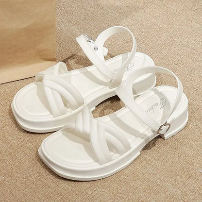 Sandales à talons épais pour femme – Chaussures d'été décontractées à enfiler, sandales mode confortables à talon bas pour un usage quotidien