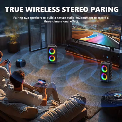 Wireless Bluetooth Karaoke Speaker – Portable Subwoofer Sound Box with Microphone, FM Radio, LED Lights & TWS