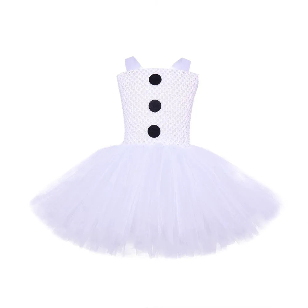 Girls Snowman Cosplay Costume – Fancy Tutu Dress for Stage Shows, Parties, Carnival & Halloween, Ages 3–10Y