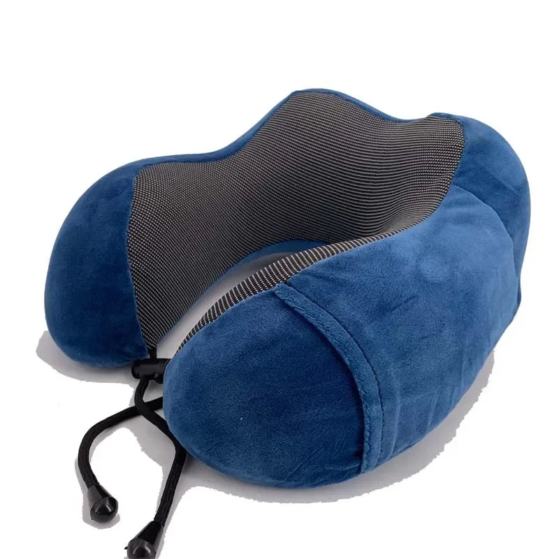 Almohada de cuello de espuma viscoelástica en forma de U – Almohada de viaje suave para dormir en avión, cojín de soporte cervical, almohada ergonómica para el cuello para viajes, oficina y relajación en el hogar