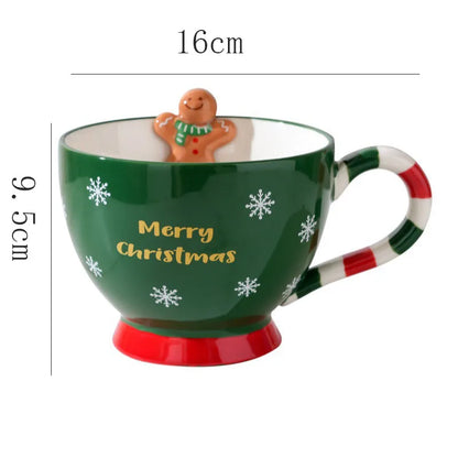 500ML Santa Claus Ceramic Mug – Embossed Cartoon Christmas Coffee & Milk Cup for Breakfast, Home & Office Holiday Gift