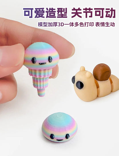 10/50 unidades de figuras de mini animales impresas en 3D – Modelos de simulación de dibujos animados móviles, juguetes coleccionables bonitos, decoración de escritorio y set de regalo de cumpleaños