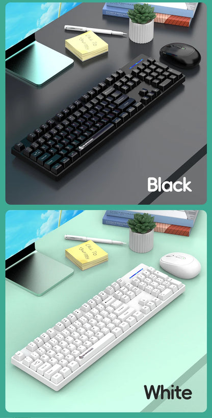 Combinación de teclado y ratón inalámbricos para juegos Shipadoo - Teclado y ratón recargables de 2.4GHz para PC, portátil y oficina