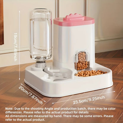 1-Pack Automatic Gravity-Fed Cat Water Dispenser & Feeder – Spill-Proof Large-Capacity One-Piece Food & Water Station