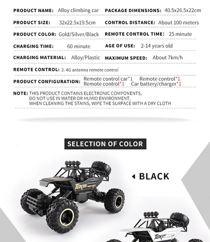 Oike Coche teledirigido 4x4 todoterreno 4WD RC Rock Crawler, coche RC de carreras y drifting todoterreno para niños y adultos