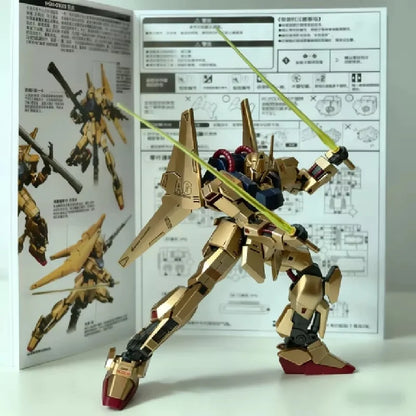 HG 1/144 Hyaku Shiki Champagne Gold Model Kit – Spray-Painted Zeta Mobile Suit Assembly Model, Collectible Mecha Display Decor & Gift