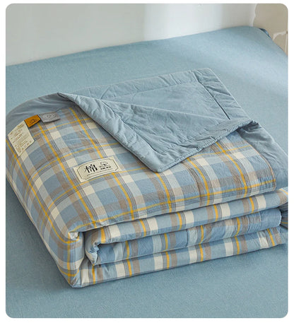100% Cotton Summer Quilt – Lightweight Long Staple Cotton Comforter for Twin, Queen & Double Beds