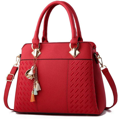 Gusure Luxury Women's Embroidered Tote Bag Large Capacity Shoulder Crossbody Handbag with Tassel