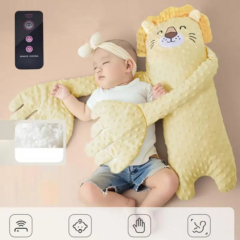 Ours en peluche apaisant pour bébé, avec télécommande – Jouet de confort électrique en forme de dessin animé avec musique, bruit blanc et oreiller doux pour nouveau-nés