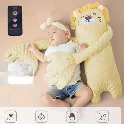 Ours en peluche apaisant pour bébé, avec télécommande – Jouet de confort électrique en forme de dessin animé avec musique, bruit blanc et oreiller doux pour nouveau-nés
