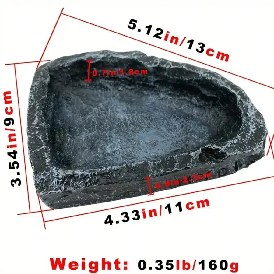 1PC Realistic Stone-Look Reptile Food & Water Bowl – Safe Durable Feeding Dish for Bearded Dragons, Lizards & Small Reptiles