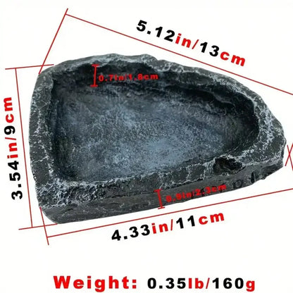 1PC Realistic Stone-Look Reptile Food & Water Bowl – Safe Durable Feeding Dish for Bearded Dragons, Lizards & Small Reptiles