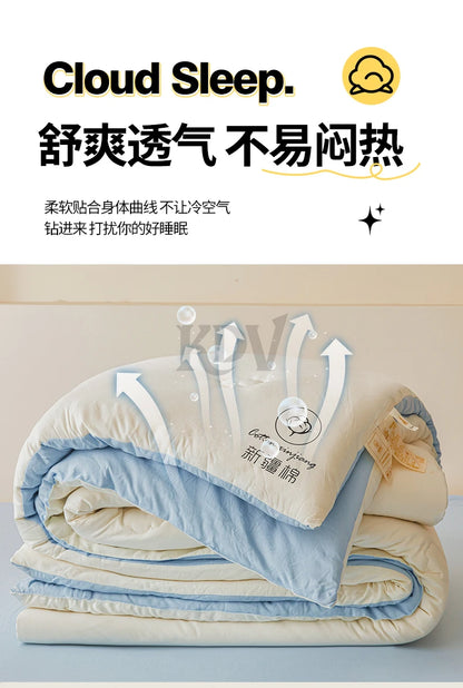 100% Cotton Filled Comforter – Soft Lightweight Warm Winter Quilt for Autumn & Cold Weather Bedding