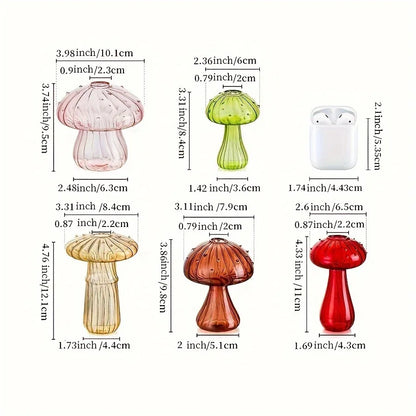 Transparent Glass Mushroom Vase – Hydroponic Planter for Flowers, Plants & Home Décor