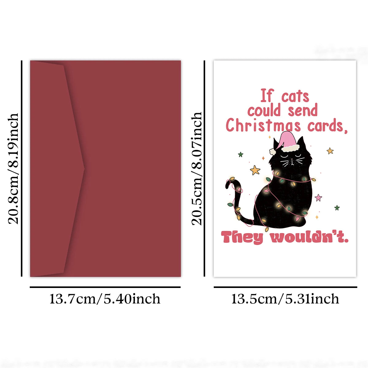Funny Christmas Cat Greeting Card with Envelope – Festive Holiday Humor Card for Cat Lovers, Secret Santa & Christmas Parties