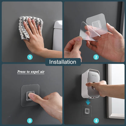Dispensador de pasta de dientes MENGNI – Exprimidor de pasta dental montado en la pared para baño, soporte para cepillo de dientes sin taladros, organizador manual de bomba de pasta de dientes para almacenamiento y uso diario en el baño