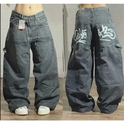 Unisex Washed Baggy Jeans – Y2K Vintage High-Waist Wide-Leg Denim Pants for Men & Women Streetwear