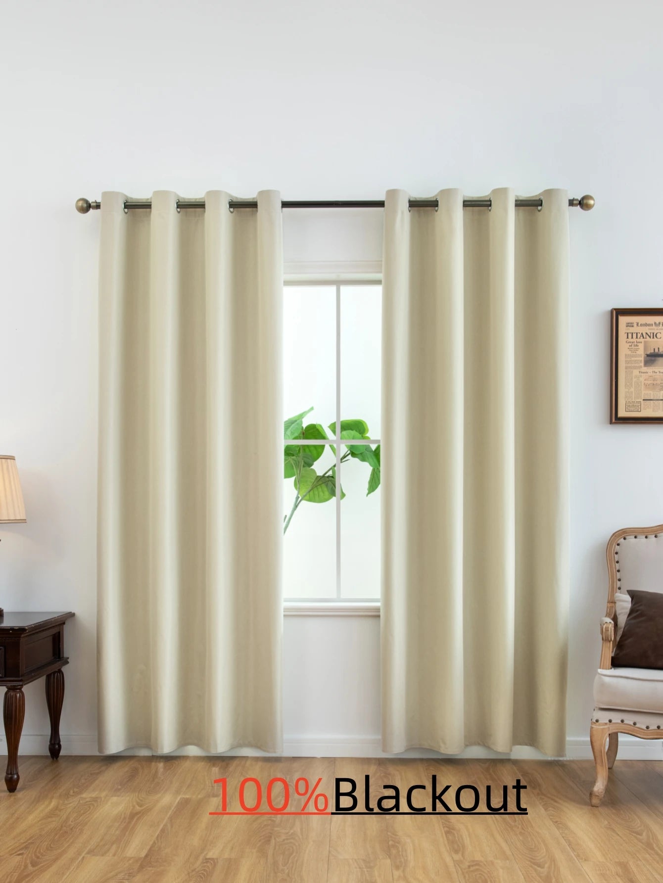 100% Blackout Grommet Curtain Panel – Total Privacy Window Drapes for Bedroom & Living Room