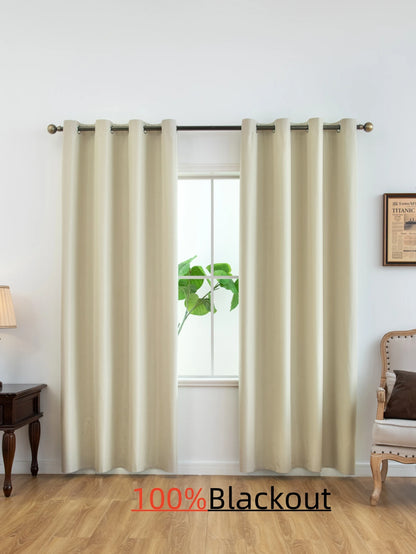 100% Blackout Grommet Curtain Panel – Total Privacy Window Drapes for Bedroom & Living Room