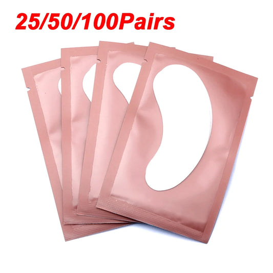 25/50/100 pares de parches para extensión de pestañas LAUKISS – Almohadillas sin pelusa debajo de los ojos para construcción de pestañas, pestañas postizas y aplicación de belleza