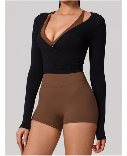 Women’s Long Sleeve Yoga Top – Quick-Dry Breathable Sportswear for Gym, Pilates, Dance & Ballet