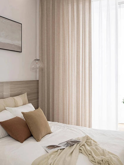 Cortinas de algodón y lino estilo japonés – Paneles de ventana semitraslúcidos para dormitorio y sala de estar