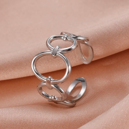 Bague Skyrim en acier inoxydable cœur géométrique pour femme, réglable, ouverte, pour fête, esthétique