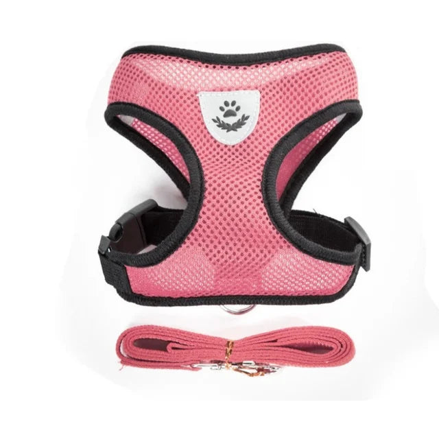 Reflective Dog & Cat Harness with Leash – Adjustable Breathable Mesh Vest for Small Pets