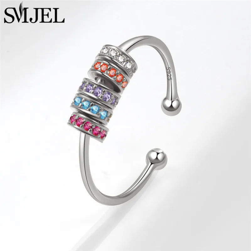 Cherry Blossom Rotating Fidget Spinner Ring – Cute Cat, Bee, Bunny & Butterfly Anti-Anxiety Ring for Women | Adjustable Stress Relief Jewelry