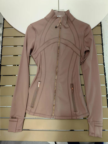 Chaqueta de yoga de mujer ajustada con cremallera – Top deportivo de cuello alto de secado rápido para gimnasio, running y fitness