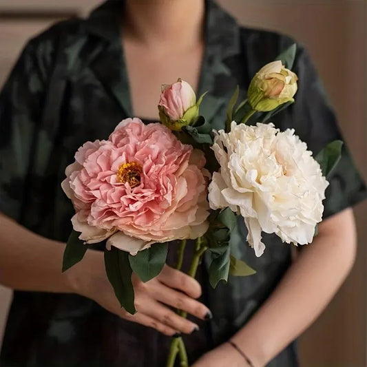 Bouquet de pivoines artificielles – Composition florale artificielle pour la décoration de la maison, du salon et de la table