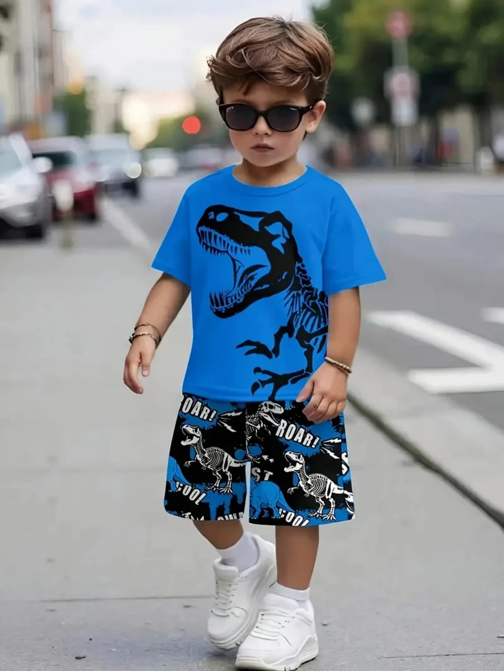 Camiseta de dinosaurios 3D para niños, de manga corta, casual, para verano, para niños y niñas