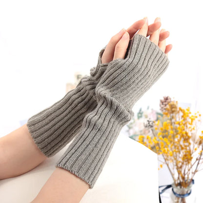 Long Fingerless Gloves for Women Winter Knitted Arm Warmers Kawaii Anime Punk Gothic Lolita Mittens