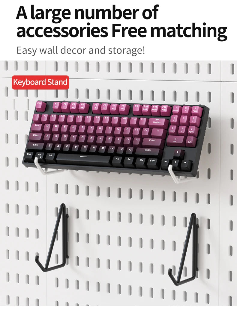 Kit de organización modular de pared con tablero perforado (Pegboard) para bricolaje – Paneles de almacenamiento colgantes sin taladro para cuartos de manualidades, oficina y organización del hogar